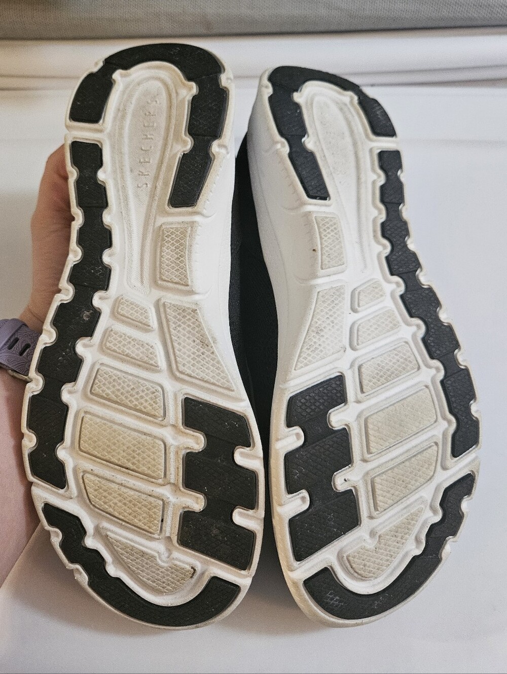 Skechers Black Slip-On Knit Sneakers with White Sole - Picture 7 of 10